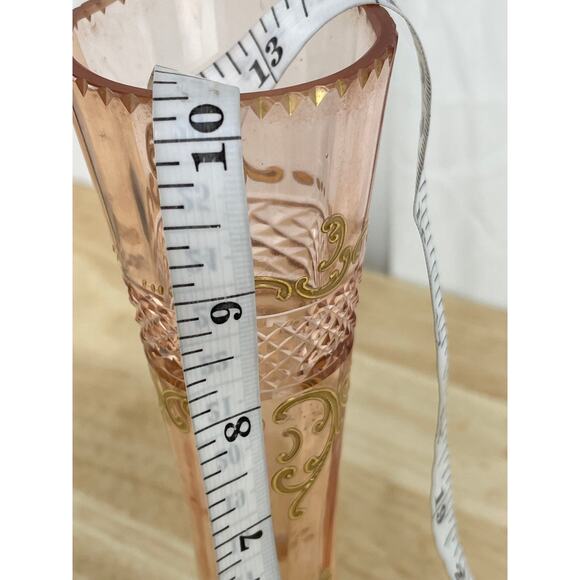 Vintage Signed Moser Art Glass Pink Vase Gold Gilt Great Condition - Picture 8 of 10